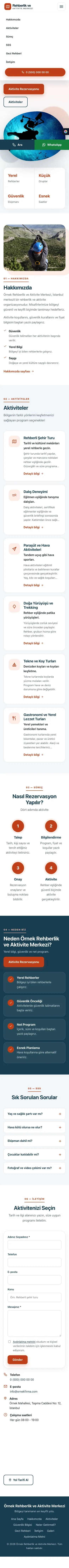 Tek Sayfa Mavi Turuncu – Rehber ve Aktivite Web Sitesi mobil görünümü