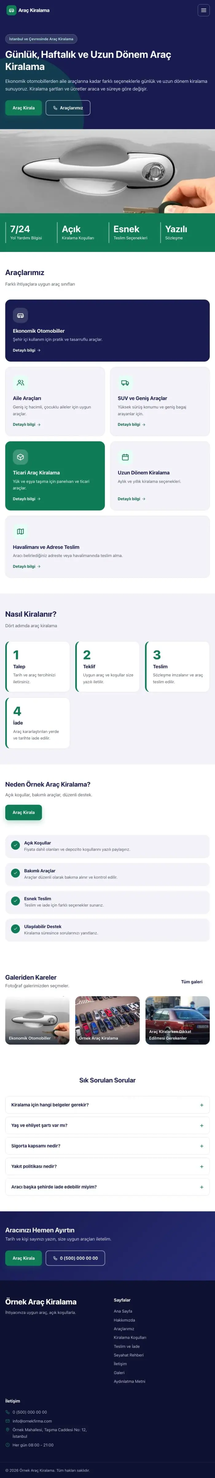 Blok Lacivert Turkuaz – Rent a Car Web Sitesi tablet görünümü