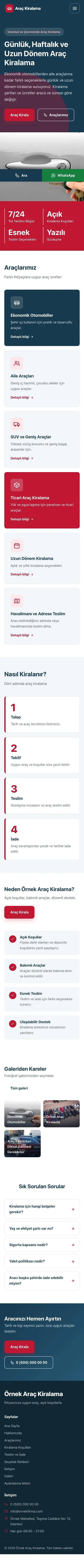 Blok Mavi Kırmızı – Rent a Car Web Sitesi mobil görünümü