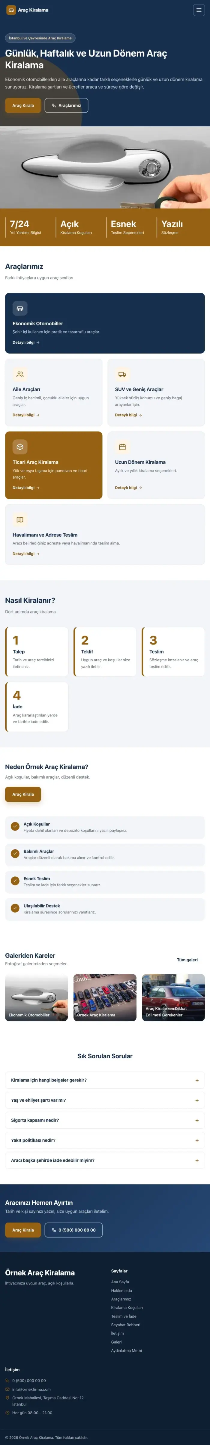 Blok Mavi Turuncu – Rent a Car Web Sitesi tablet görünümü