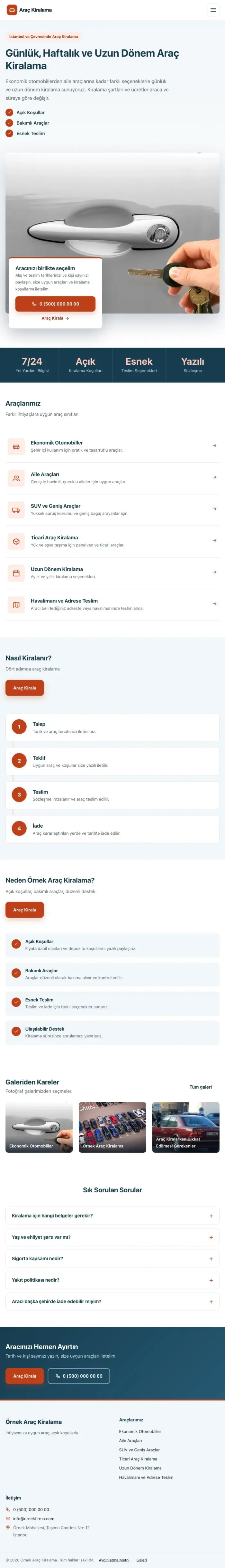 Bölünmüş Mavi Turuncu – Rent a Car Web Sitesi tablet görünümü