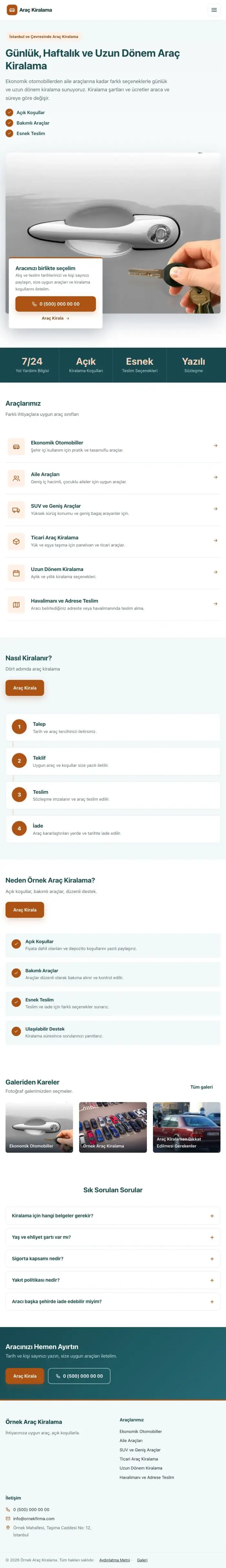 Bölünmüş Petrol Turuncu – Rent a Car Web Sitesi tablet görünümü
