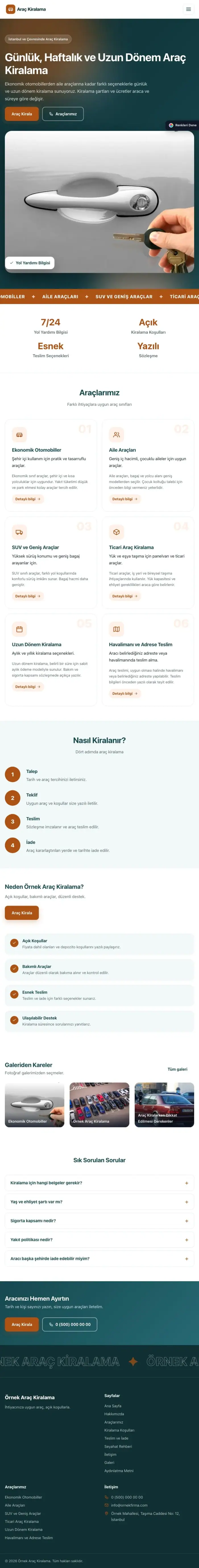 Hareketli Tasarım – Rent a Car Web Sitesi tablet görünümü