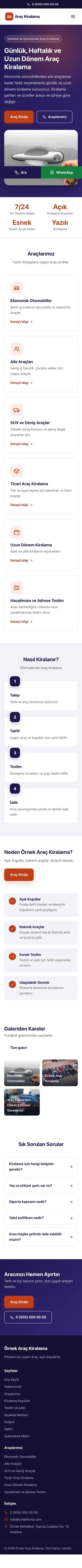 Klasik Lacivert Turuncu – Rent a Car Web Sitesi mobil görünümü