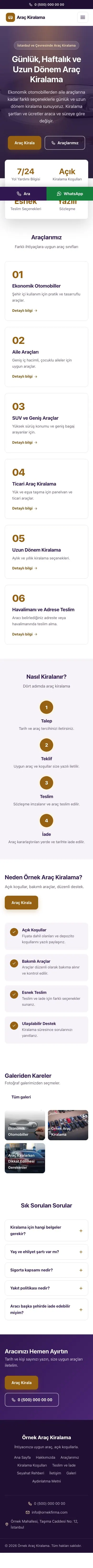 Merkez Mor Turuncu – Rent a Car Web Sitesi mobil görünümü