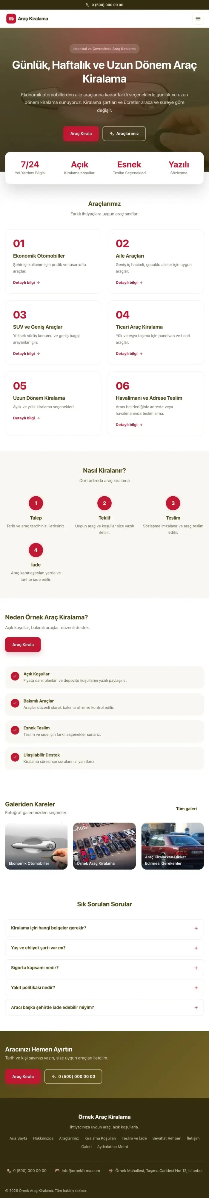 Merkez Zeytin Kırmızı – Rent a Car Web Sitesi tablet görünümü
