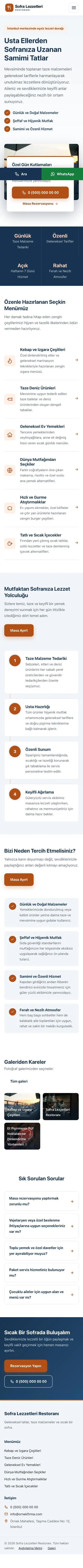 Bölünmüş Mavi Turuncu – Restoran Web Sitesi mobil görünümü