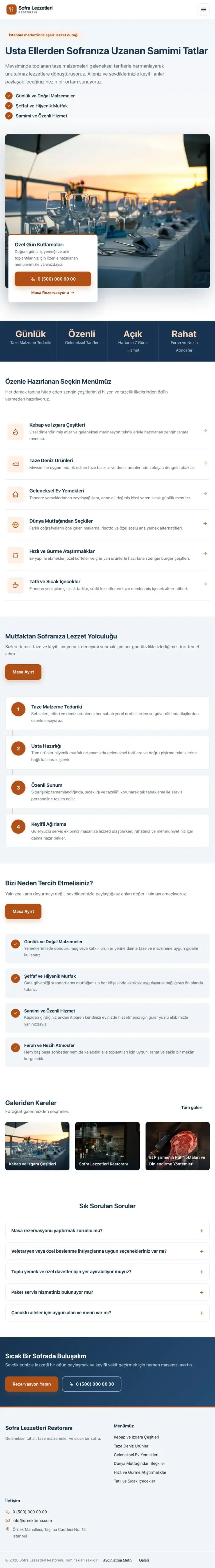 Bölünmüş Mavi Turuncu – Restoran Web Sitesi tablet görünümü
