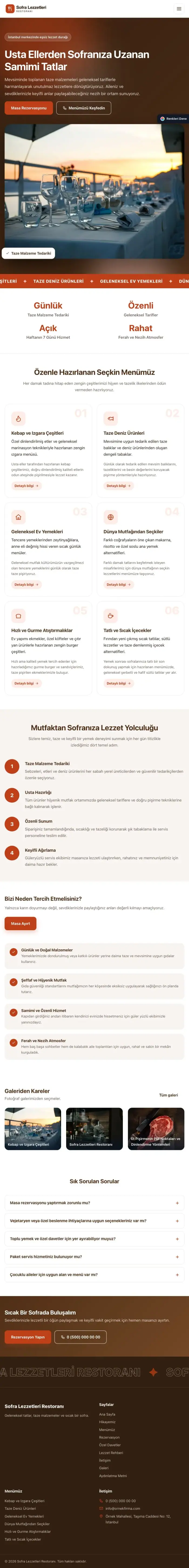 Hareketli Kahve Turuncu – Restoran Web Sitesi tablet görünümü