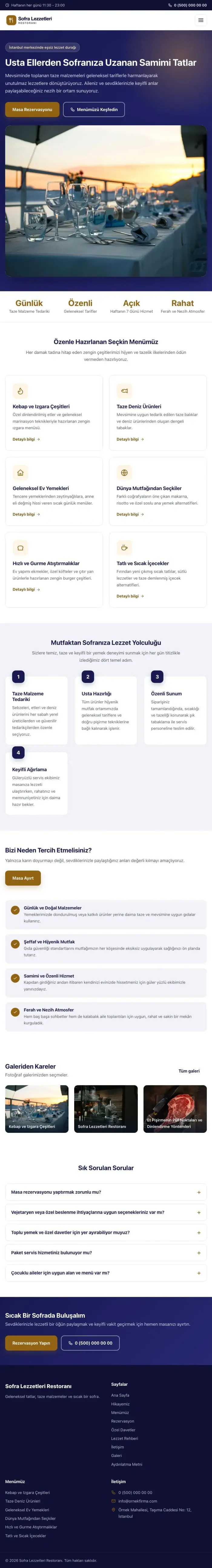 Klasik Lacivert Turuncu – Restoran Web Sitesi tablet görünümü