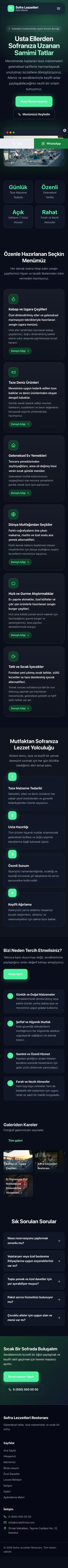 Koyu Modern Mavi Yeşil – Restoran Web Sitesi mobil görünümü