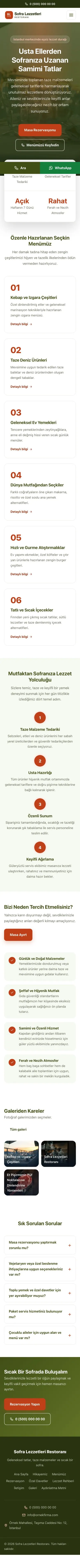 Merkez Yeşil Turuncu – Restoran Web Sitesi mobil görünümü