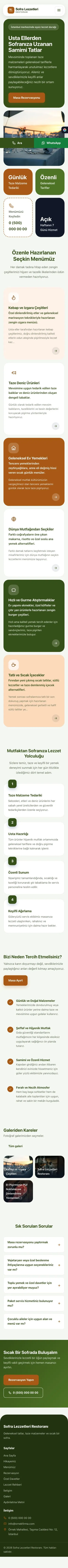 Mozaik Yeşil Turuncu – Restoran Web Sitesi mobil görünümü
