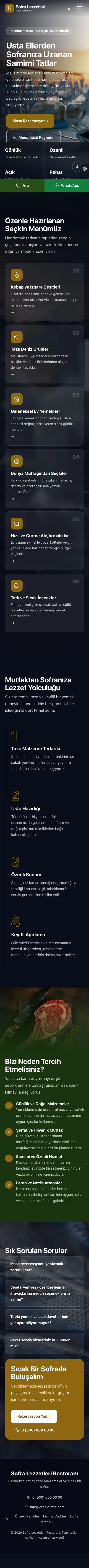 Tam Ekran Yeşil Amber – Restoran Web Sitesi mobil görünümü