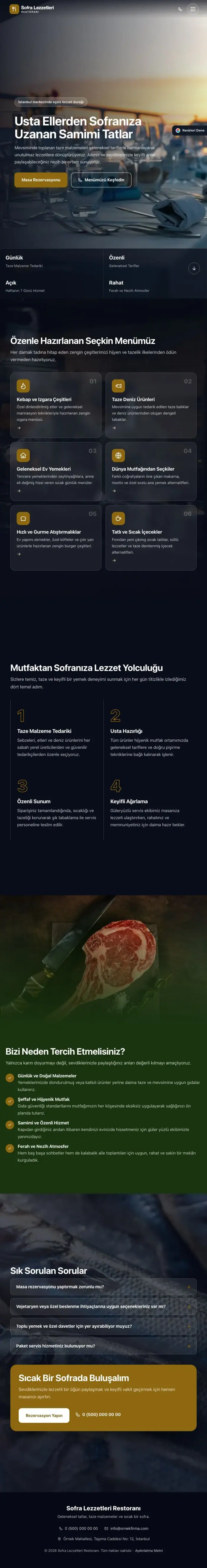 Tam Ekran Yeşil Amber – Restoran Web Sitesi tablet görünümü