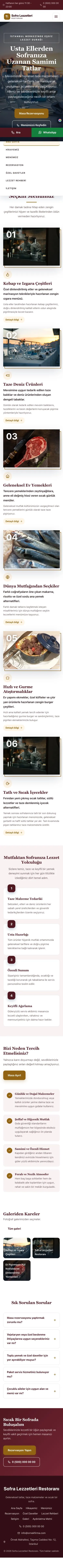Zigzag Bordo Turuncu – Restoran Web Sitesi mobil görünümü