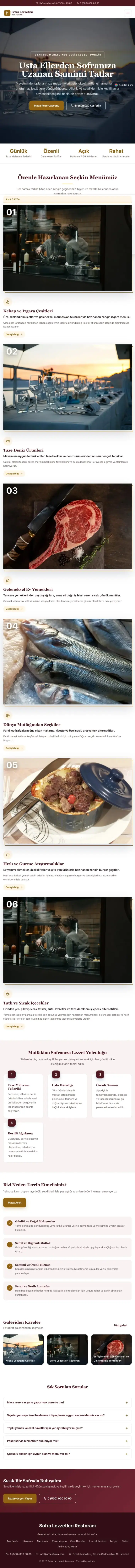 Zigzag Bordo Turuncu – Restoran Web Sitesi tablet görünümü