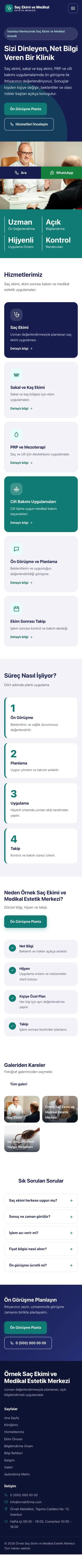 Blok Lacivert Turkuaz – Saç Ekimi ve Medikal Estetik Web Sitesi mobil görünümü