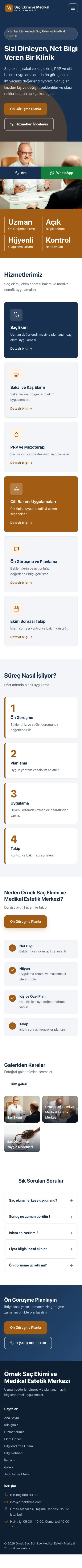 Blok Mavi Turuncu – Saç Ekimi ve Medikal Estetik Web Sitesi mobil görünümü
