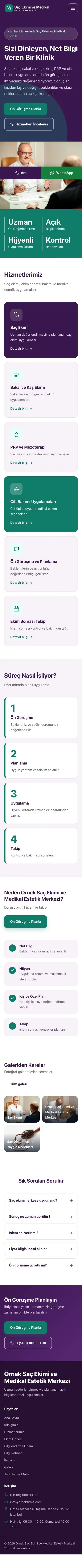 Blok Mor Turkuaz – Saç Ekimi ve Medikal Estetik Web Sitesi mobil görünümü