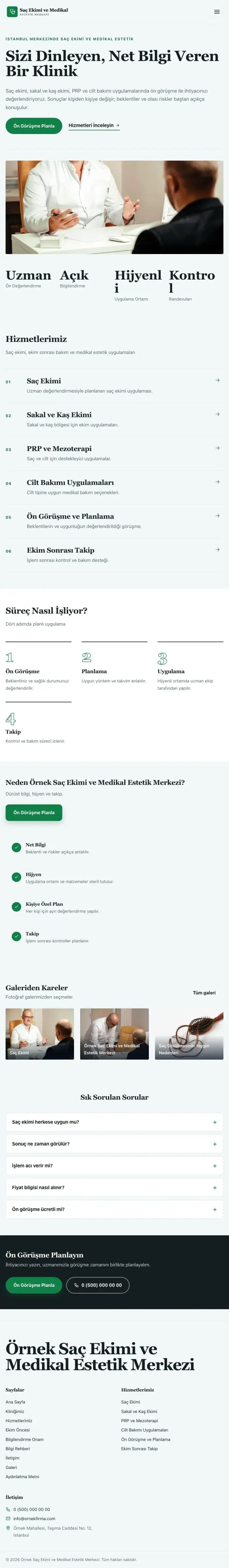 Dergi Editoryal Petrol Yeşil – Saç Ekimi ve Medikal Estetik Web Sitesi tablet görünümü