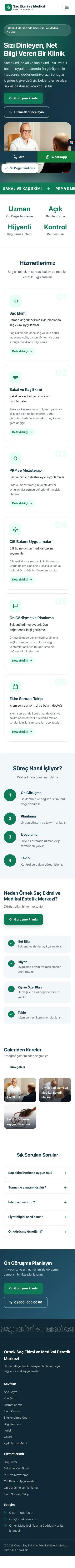 Hareketli Mavi Turkuaz – Saç Ekimi ve Medikal Estetik Web Sitesi mobil görünümü