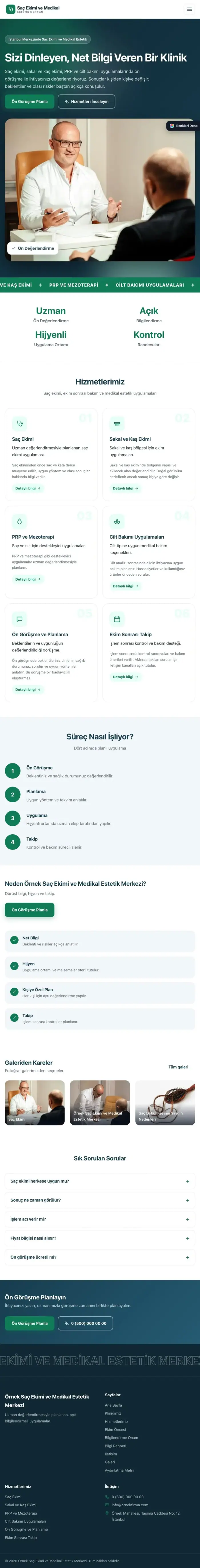 Hareketli Mavi Turkuaz – Saç Ekimi ve Medikal Estetik Web Sitesi tablet görünümü