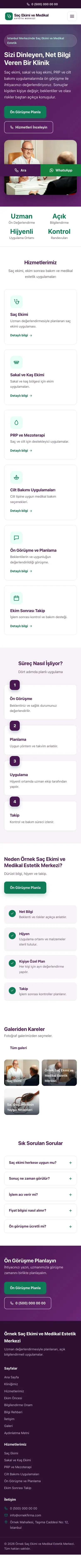 Klasik Mor Turkuaz – Saç Ekimi ve Medikal Estetik Web Sitesi mobil görünümü