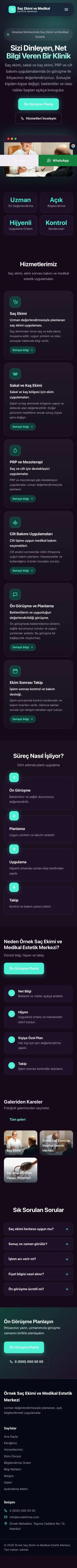 Koyu Modern Mor Turkuaz – Saç Ekimi ve Medikal Estetik Web Sitesi mobil görünümü