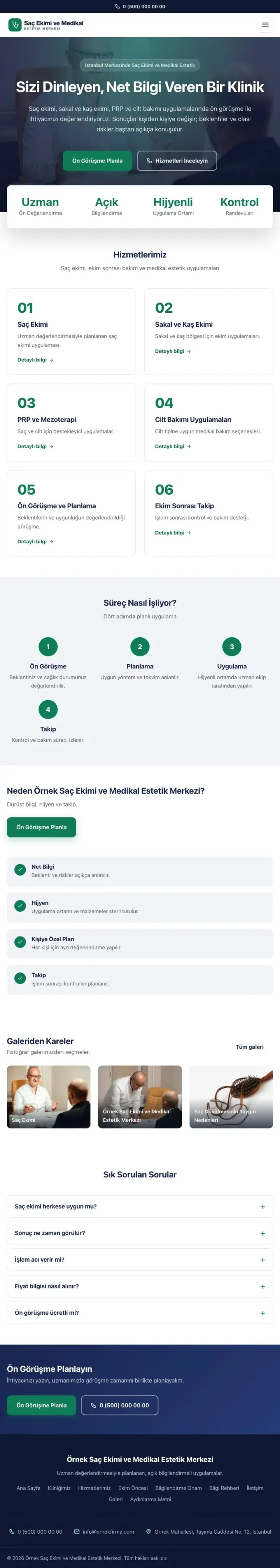 Merkez Lacivert Turkuaz – Saç Ekimi ve Medikal Estetik Web Sitesi tablet görünümü