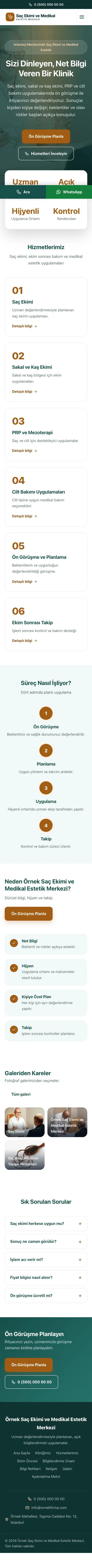Merkez Petrol Turuncu – Saç Ekimi ve Medikal Estetik Web Sitesi mobil görünümü