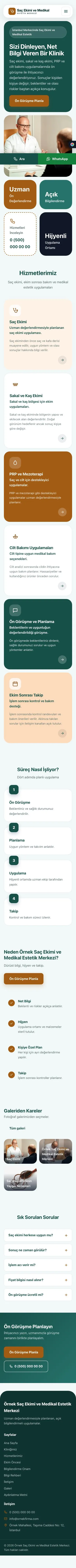 Mozaik Petrol Turuncu – Saç Ekimi ve Medikal Estetik Web Sitesi mobil görünümü