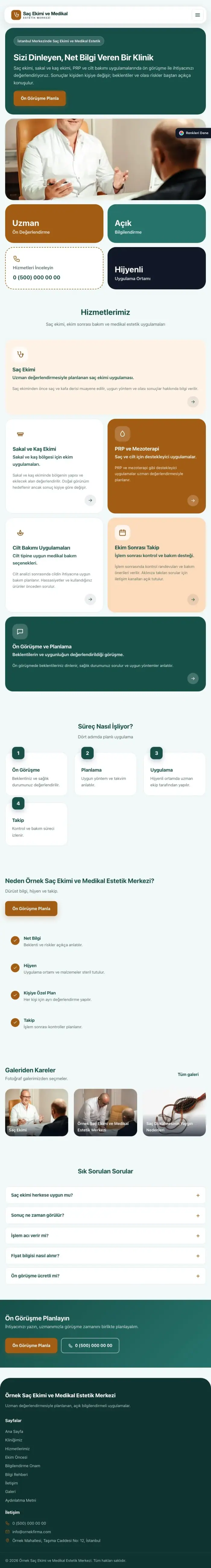 Mozaik Petrol Turuncu – Saç Ekimi ve Medikal Estetik Web Sitesi tablet görünümü
