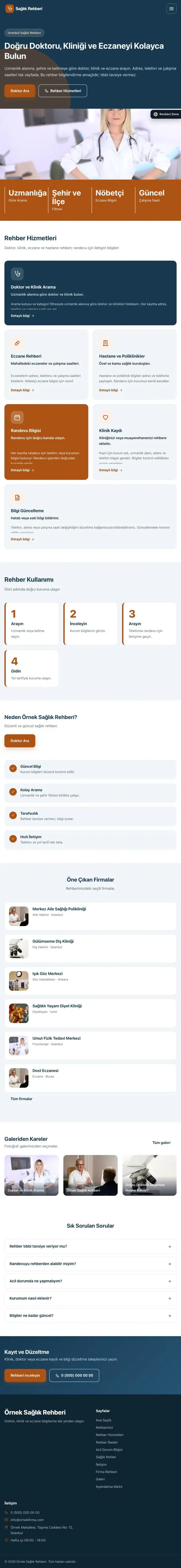 Blok Mavi Turuncu – Sağlık Rehberi Web Sitesi tablet görünümü