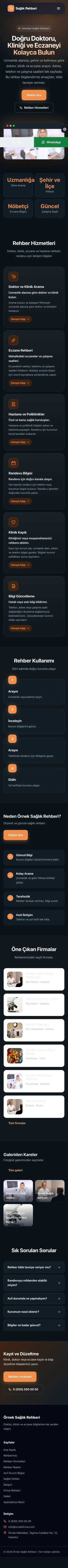 Koyu Modern Mavi Turuncu – Sağlık Rehberi Web Sitesi mobil görünümü
