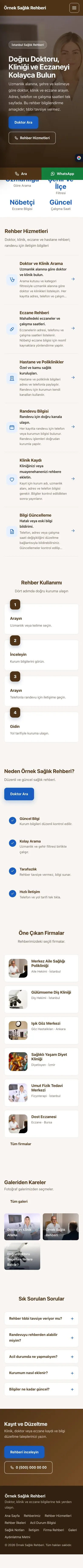 Sol Menü Kahve Mavi – Sağlık Rehberi Web Sitesi mobil görünümü