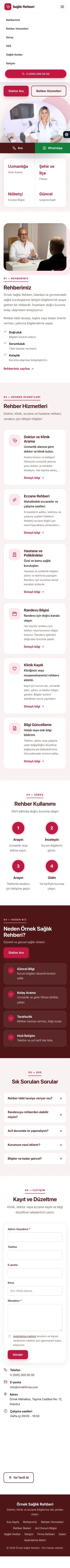 Tek Sayfa Bordo Kırmızı – Sağlık Rehberi Web Sitesi mobil görünümü