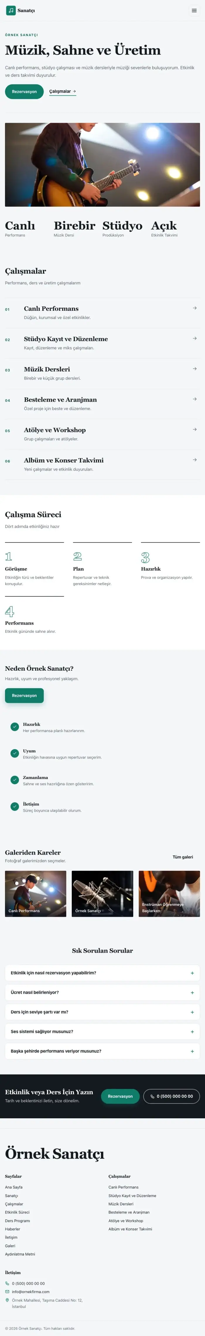 Editoryal Mavi Turkuaz – Sanatçı ve Müzisyen Web Sitesi tablet görünümü
