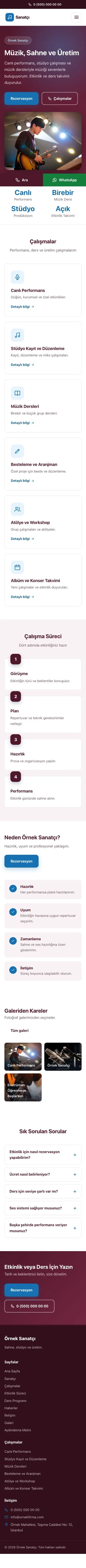 Klasik Bordo Mavi – Sanatçı ve Müzisyen Web Sitesi mobil görünümü