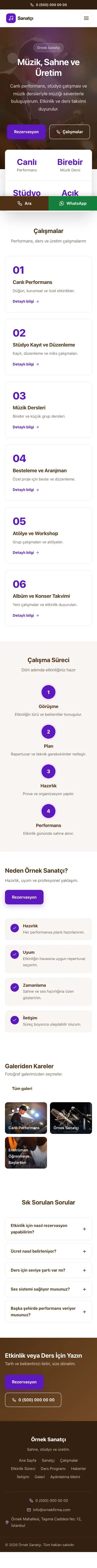 Merkez Kahve Mor – Sanatçı ve Müzisyen Web Sitesi mobil görünümü