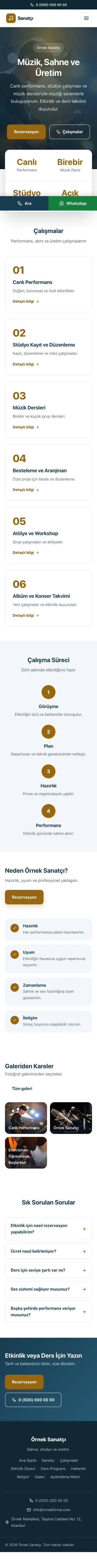 Merkez Mavi Turuncu – Sanatçı ve Müzisyen Web Sitesi mobil görünümü