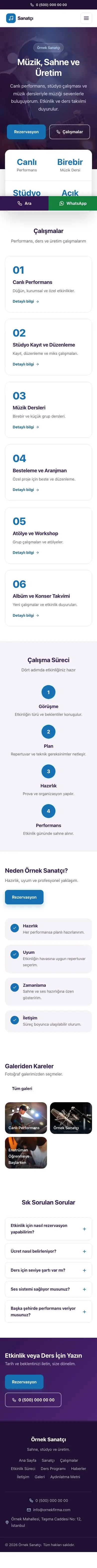 Merkez Mor Mavi – Sanatçı ve Müzisyen Web Sitesi mobil görünümü