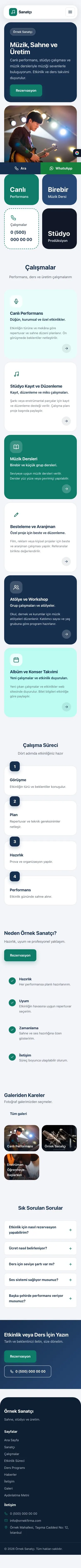 Mozaik Mavi Turkuaz – Sanatçı ve Müzisyen Web Sitesi mobil görünümü
