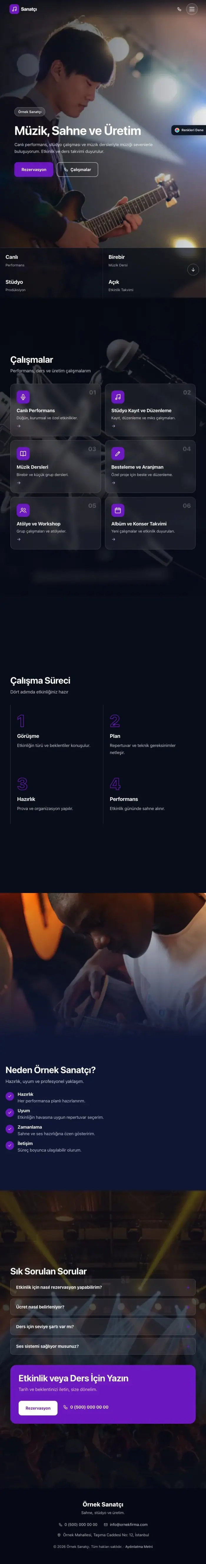 Tam Ekran Lacivert Mor – Sanatçı ve Müzisyen Web Sitesi tablet görünümü