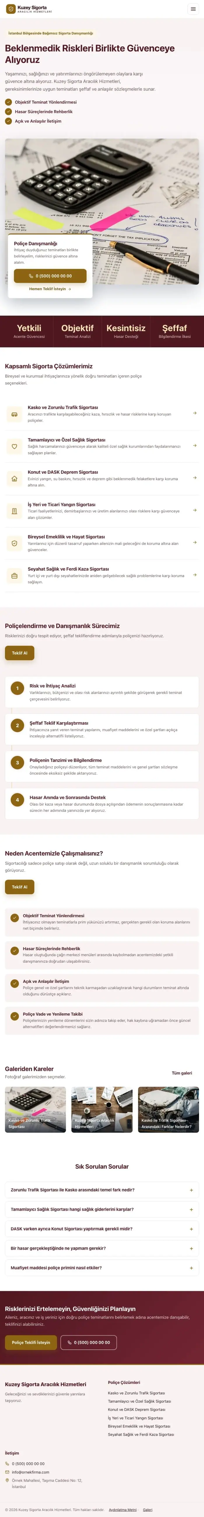 Bölünmüş Bordo Amber – Sigorta Acentesi Web Sitesi tablet görünümü