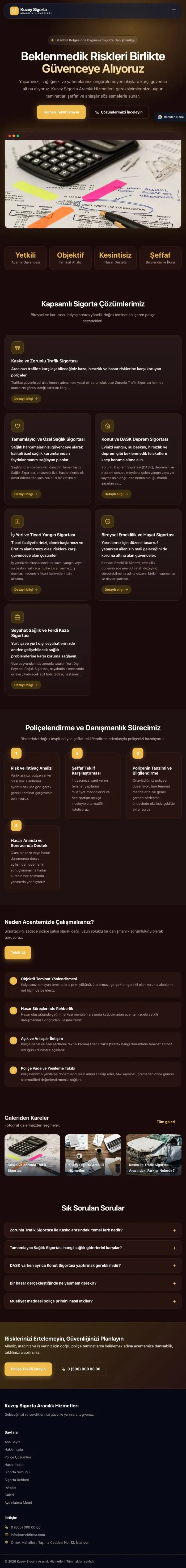 Koyu Modern Bordo Amber – Sigorta Acentesi Web Sitesi tablet görünümü