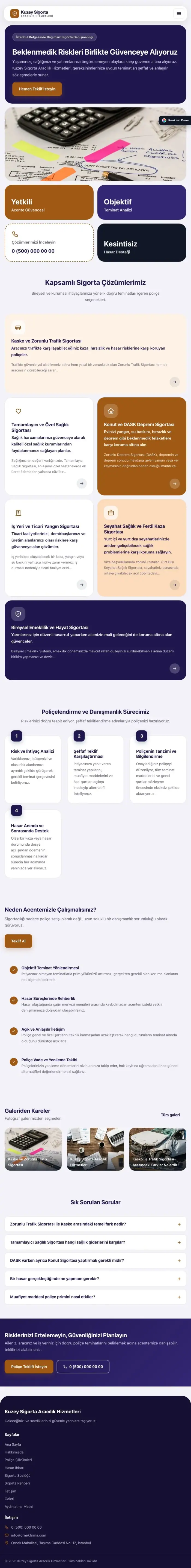 Mozaik Lacivert Turuncu – Sigorta Acentesi Web Sitesi tablet görünümü