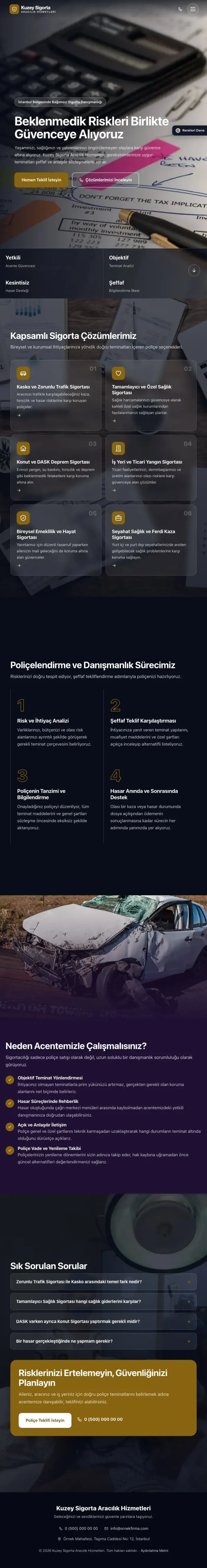 Tam Ekran Mor Amber – Sigorta Acentesi Web Sitesi tablet görünümü