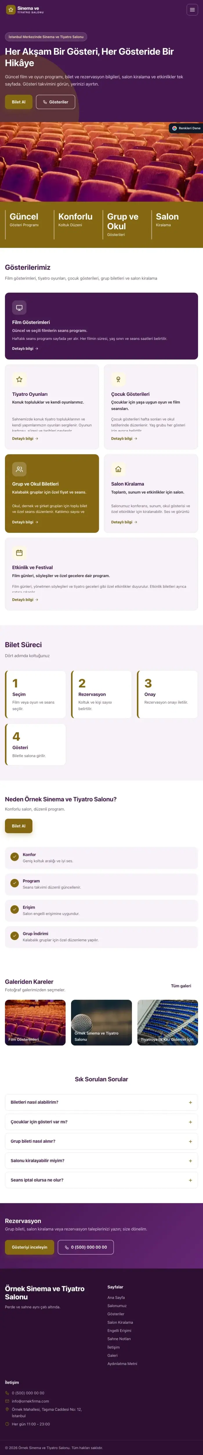 Blok Mor Amber – Sinema ve Tiyatro Salonu Web Sitesi tablet görünümü