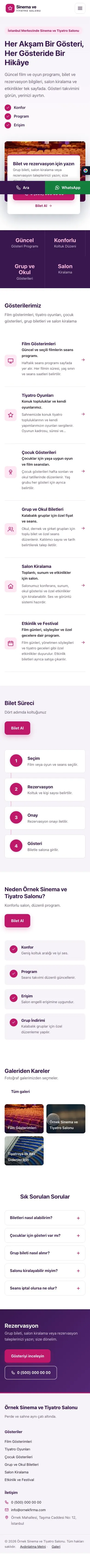 Bölünmüş Mor Pembe – Sinema ve Tiyatro Salonu Web Sitesi mobil görünümü